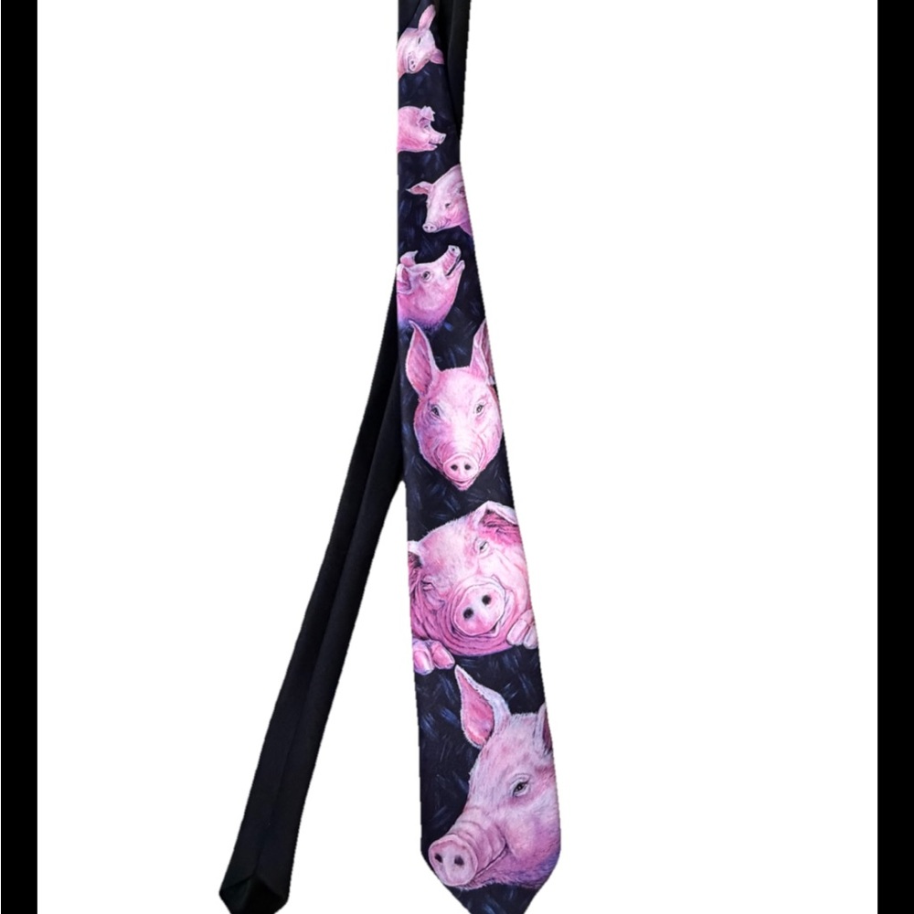 Ralph Marlin Pink Pig Design Tie vintage